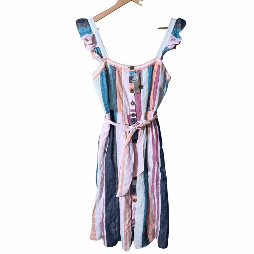 NEW J.Crew Striped Linen Midi Dress Size 6 - Picture 7 of 10
